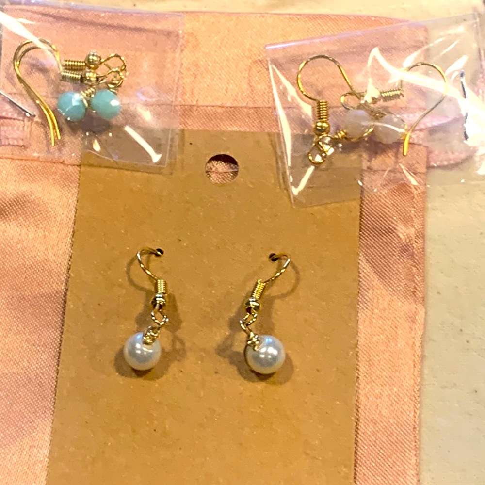 Brand new set of 3 fish hook drop earrings